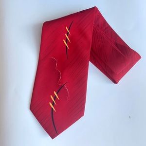 A Sharp Looking Artistically Designed Mainly Red Tie Size (OS)